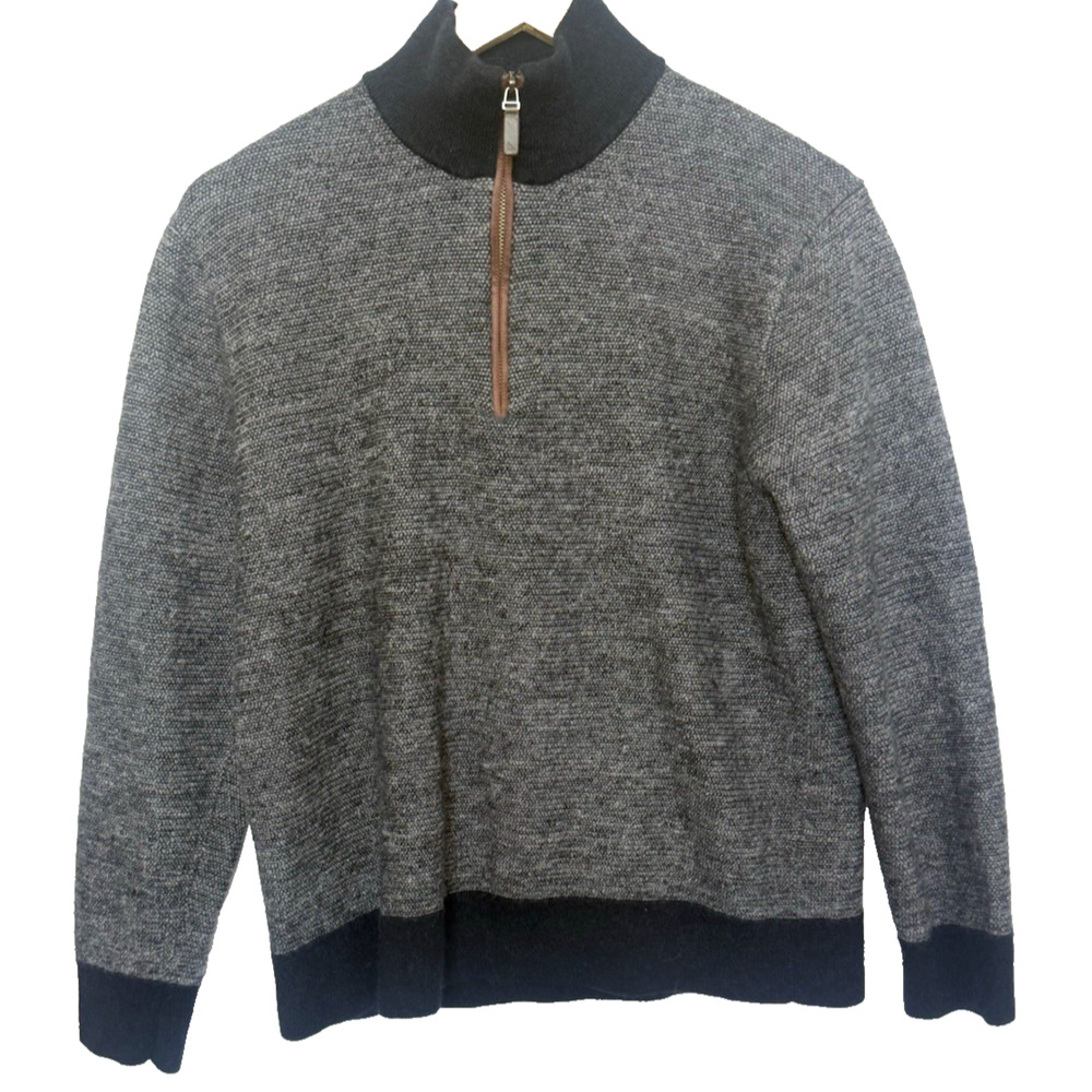 UNTUCKit Mens 100% Merino Wool Knit Sweater Size XL 1/4 Zip Navy Preppy Nautical